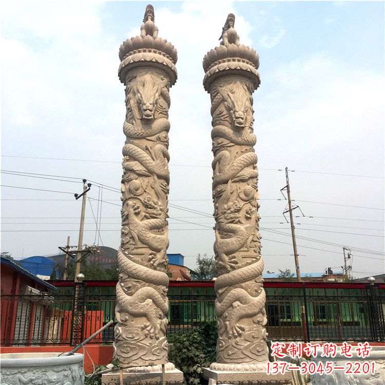 聊城石雕华表盘龙柱,雕塑工艺的精美展示