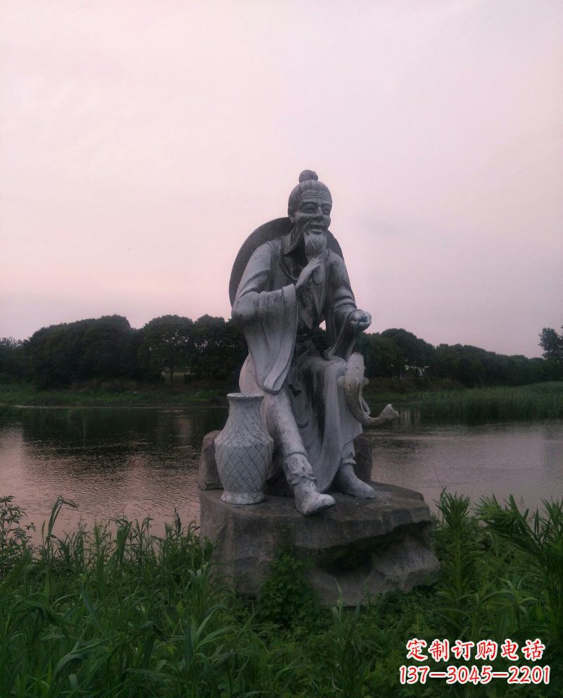 聊城美观大气的姜太公石雕鱼钓雕塑