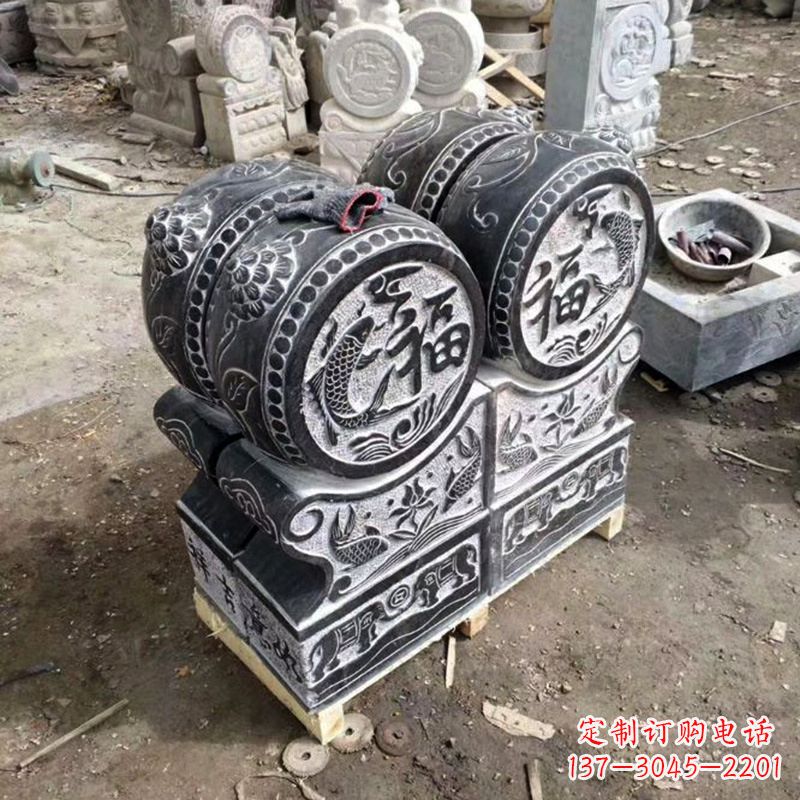 聊城中领雕塑-石雕门墩貔貅抱鼓