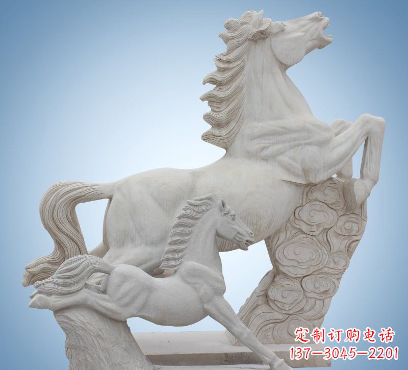聊城精致石质母子奔马雕塑