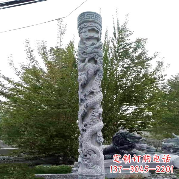 聊城华贵典雅的石雕盘龙柱雕塑