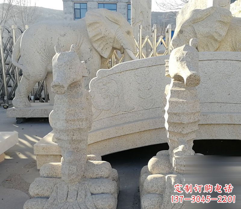 聊城中领雕塑海马石雕静谧可爱
