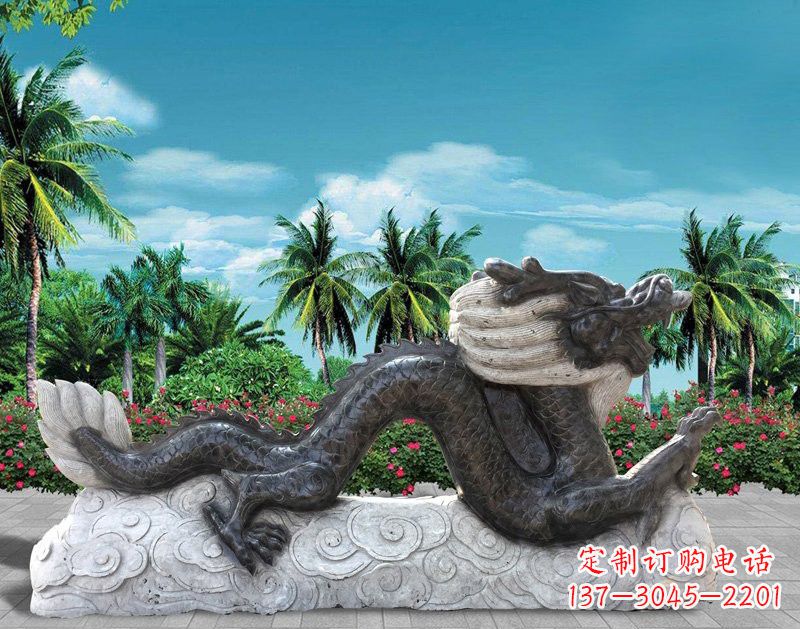聊城中领雕塑:精美石刻喷水龙雕塑
