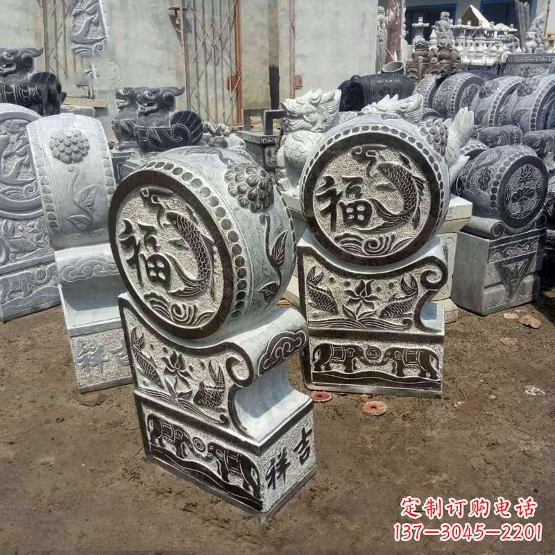 聊城石雕貔貅抱鼓门墩雕塑