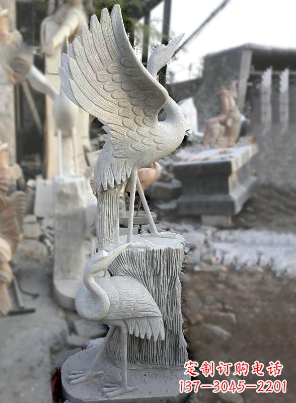 聊城石雕仙鹤景观摆件