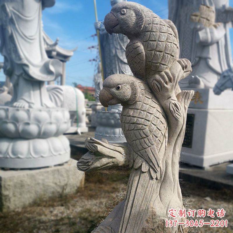 聊城石雕鹦鹉景观雕塑摆件
