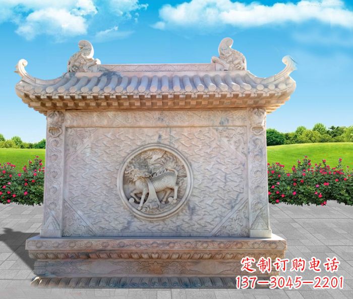 聊城石浮雕麒麟庭院影壁