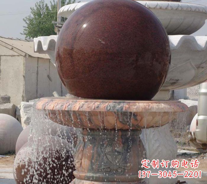 聊城石来运转小型风水球喷泉石雕