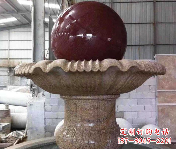 聊城石来运转小型风水球喷泉石雕 (2)