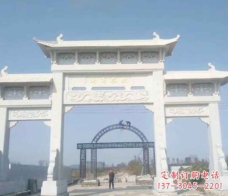 聊城石牌坊三门牌坊石雕 (4)