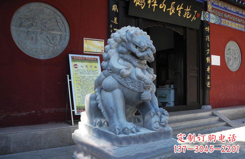 聊城石狮子寺庙门口石雕
