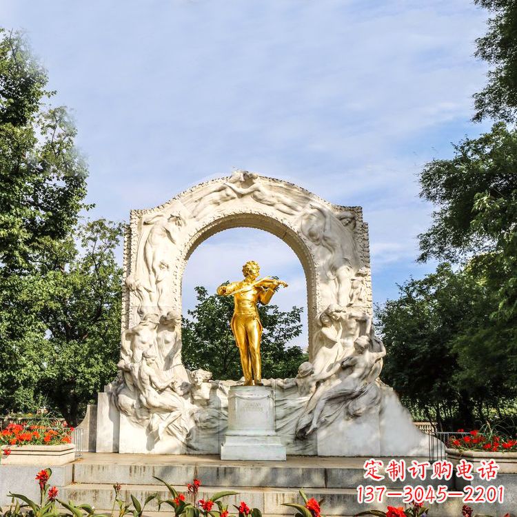 聊城世界名人古典主义作曲家莫扎特公园铜雕像