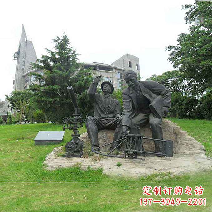 聊城世界名人美国著名发明家莱特兄弟公园名人雕塑