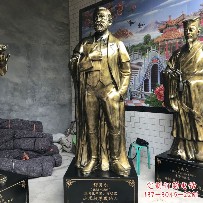 聊城世界名人瑞典著名化学家诺贝尔仿铜雕像