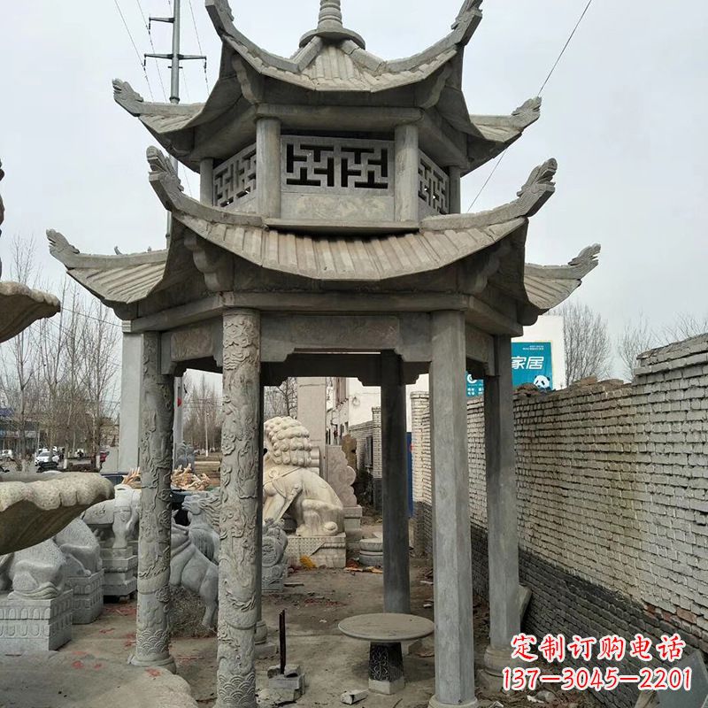 聊城双层大理石凉亭雕塑
