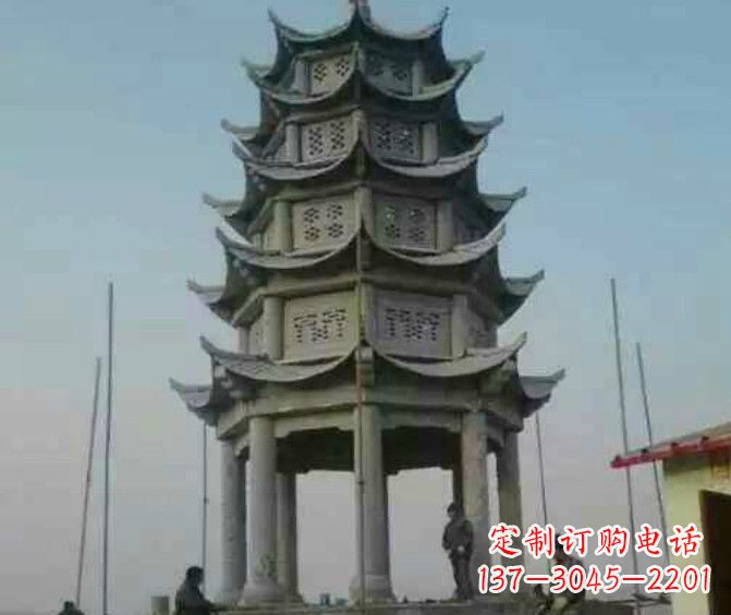 聊城双层大理石凉亭石雕 (2)