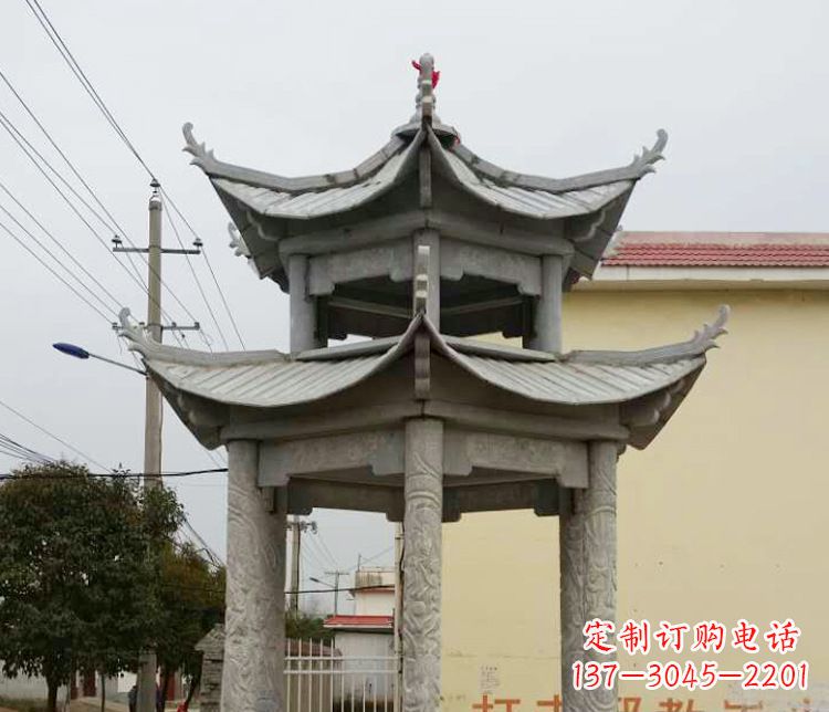 聊城双层仿古凉亭石雕 (2)
