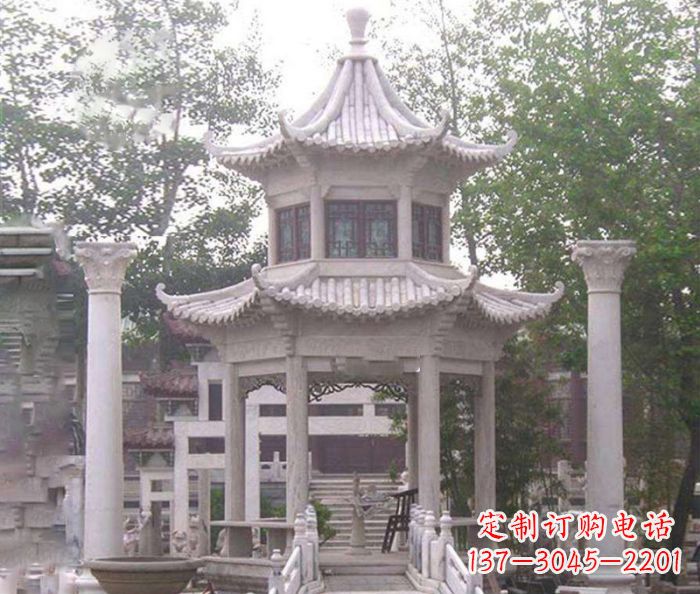 聊城双层仿古凉亭石雕 (3)