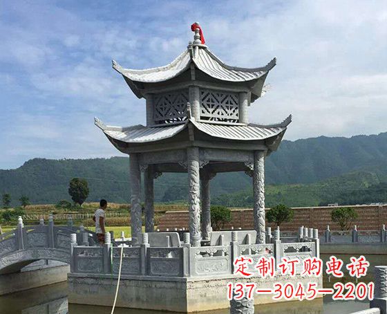 聊城双层仿古凉亭石雕_1