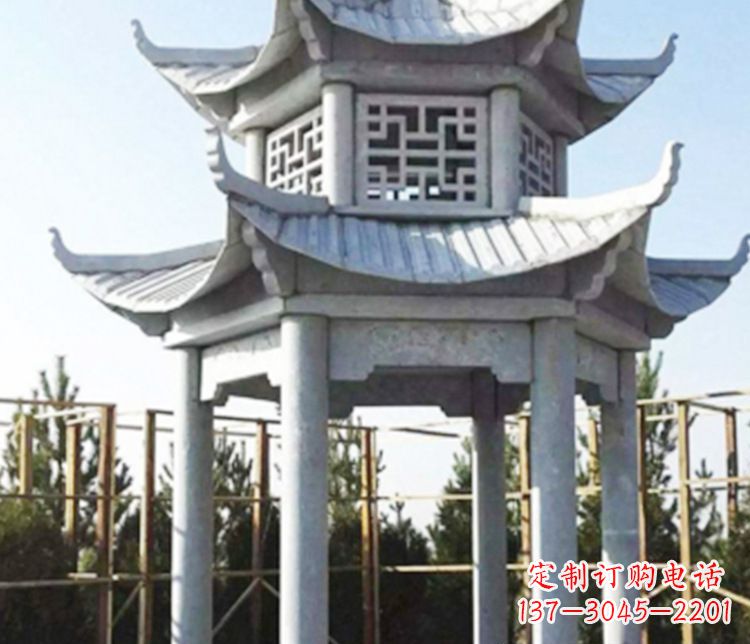 聊城双层仿古石凉亭石雕_2