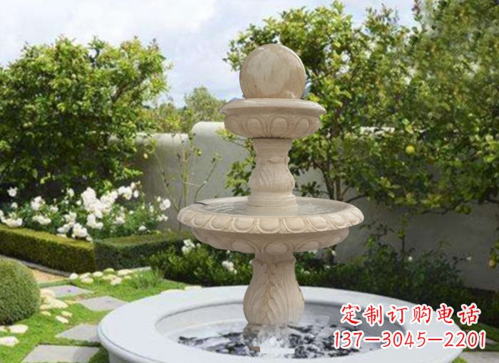 聊城双层风水球喷泉别墅石雕