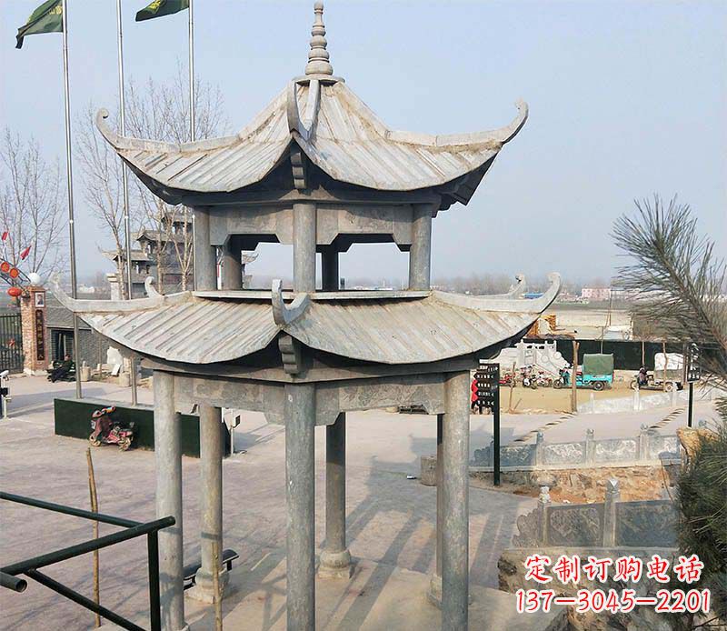 聊城双层户外凉亭石雕
