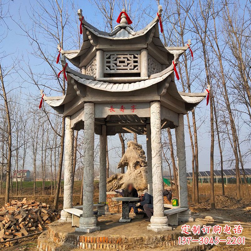 聊城双层六角石凉亭