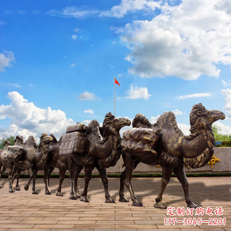 聊城丝绸之路骆驼队仿铜景观雕塑