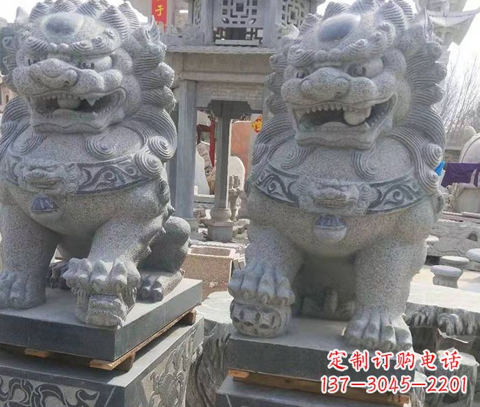 聊城寺庙景观仿古石狮子 (3)