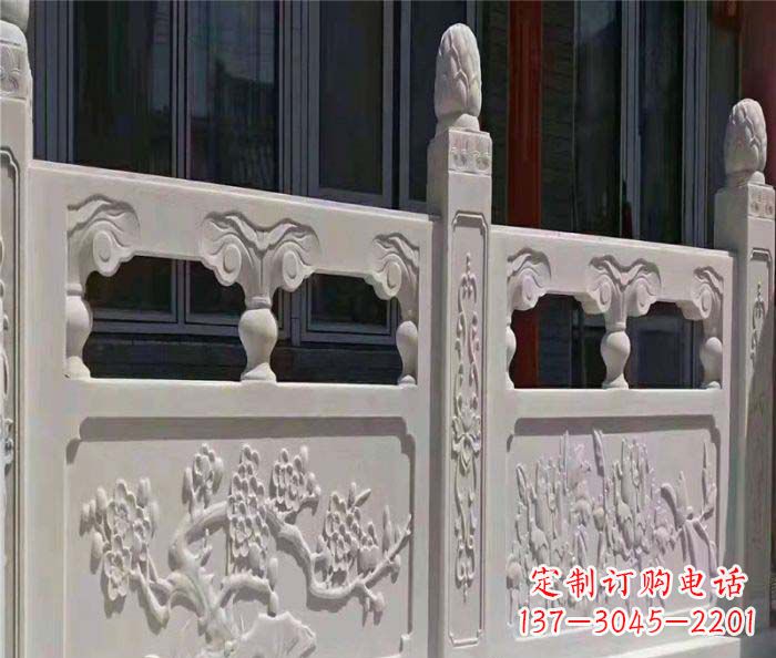 聊城寺庙景观汉白玉石浮雕栏板 (2)