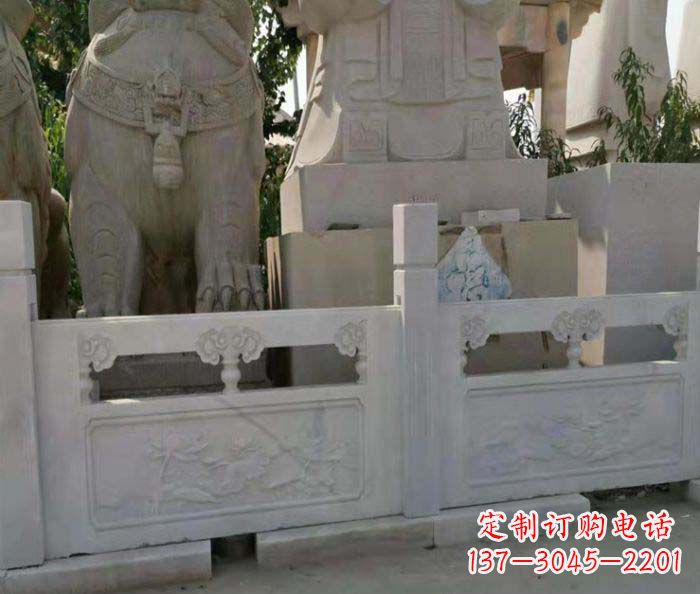 聊城寺庙景观汉白玉石浮雕栏板