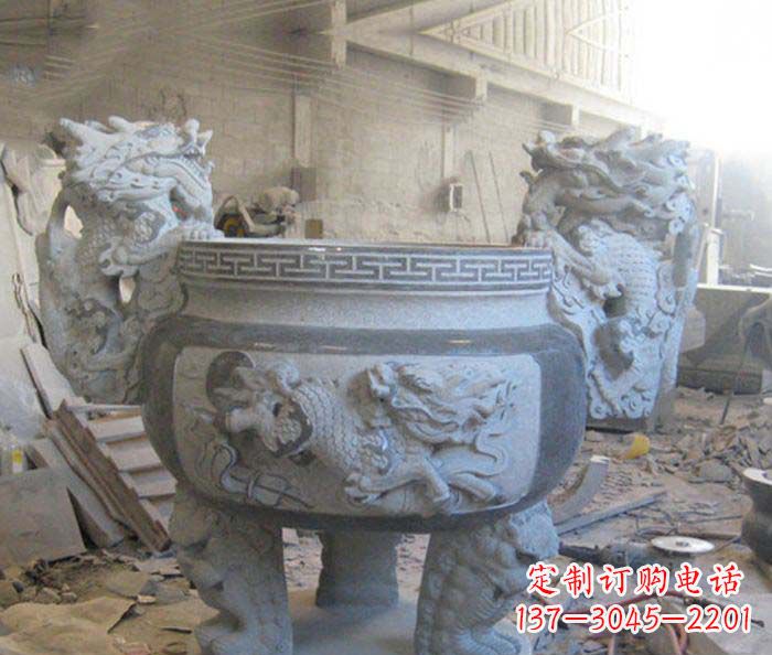 聊城寺庙景观龙头水缸石雕