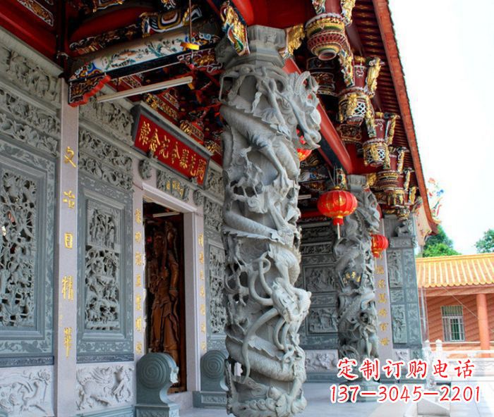 聊城寺庙景观龙柱石雕