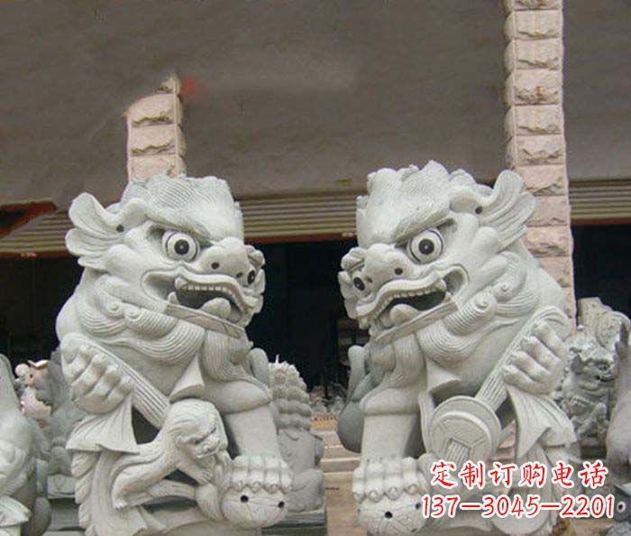聊城寺庙景观南方狮子石雕 (2)