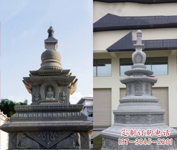 聊城寺庙景观舍利塔石雕 (3)