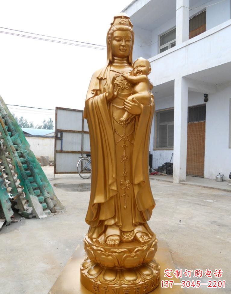 聊城寺庙立式送子观音铜雕