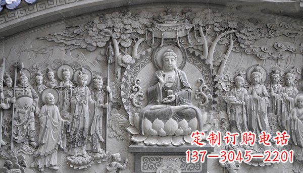聊城寺庙墙壁石浮雕佛像