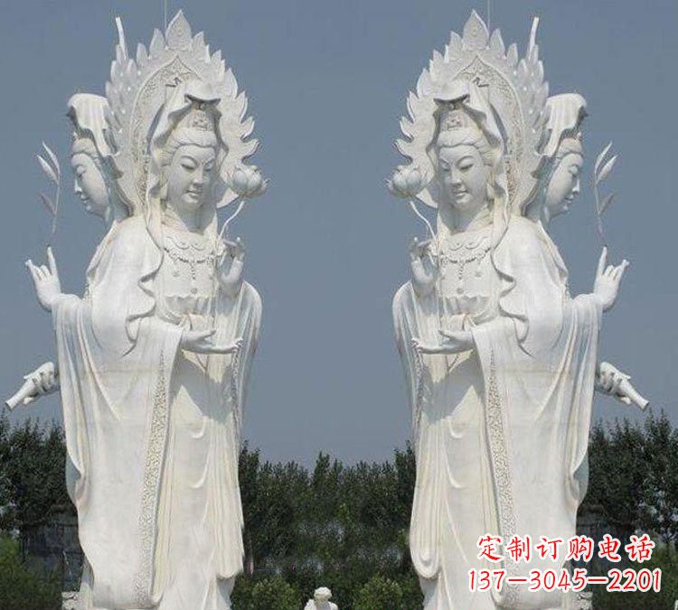 聊城寺庙三面观音菩萨雕塑