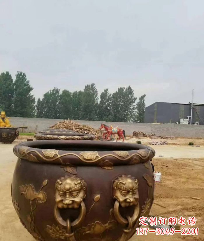 聊城寺庙水缸铜雕 (4)