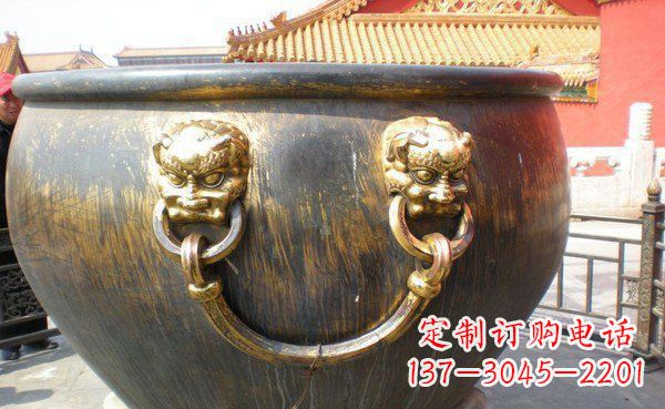 聊城寺庙水缸铜雕 (3)