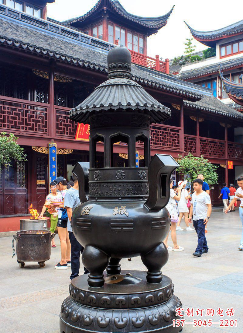 聊城寺庙铜香炉铜雕 (2)