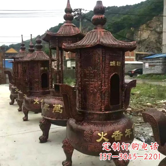 聊城寺庙铜香炉雕塑