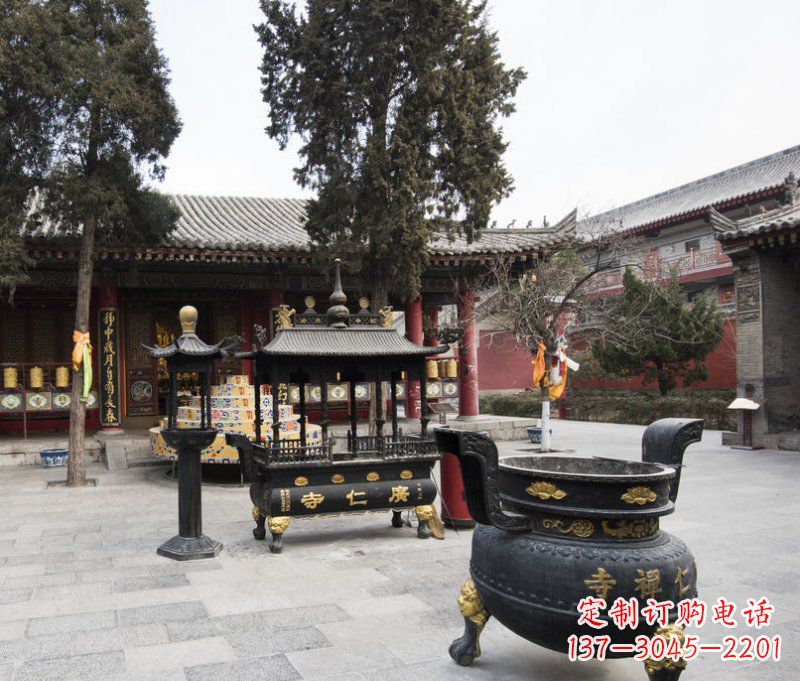 聊城寺庙铜香炉铜雕