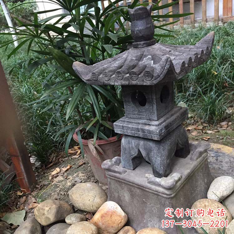 聊城寺庙园林青石做旧仿古石灯