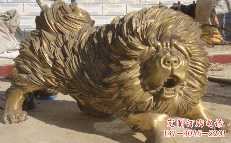 聊城松狮犬动物铜雕
