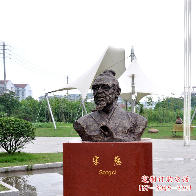 聊城宋慈铸铜头像雕塑-古代十大名医园林广场人物雕塑