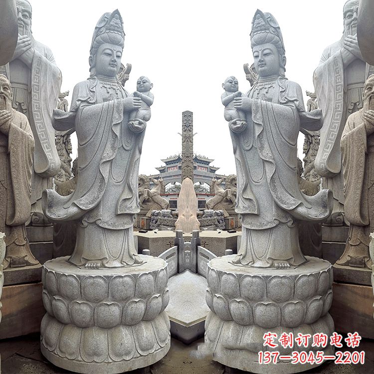 聊城送子观音青石雕塑