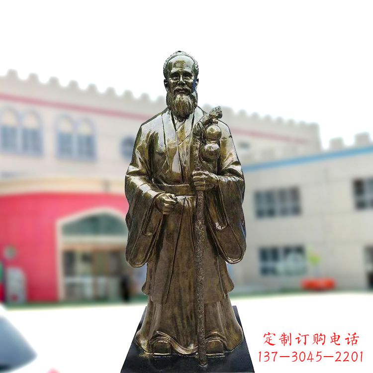 聊城孙思邈仿铜玻璃钢雕塑-医院著名医学人物雕像