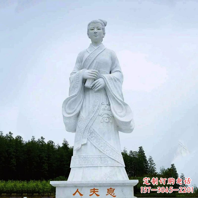 聊城桃花夫人息妫汉白玉雕塑-景区园林历史名人古代著名美女雕像