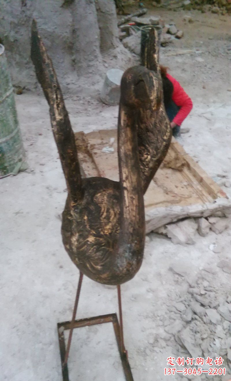聊城天鹅动物铜雕 (2)